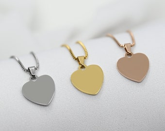 5 pezzi/10 pezzi/20 pezziSet collana cuore in acciaio inossidabile + pendente, gioielli per donne, collana personalizzata, pendente inciso, placcato oro, oro rosa