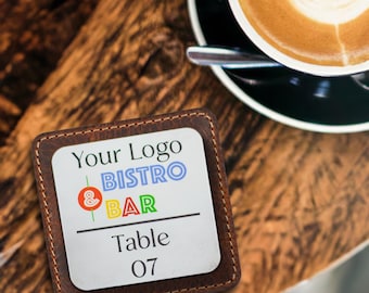 QR-Code-Menüschild, Scan, um Menü anzuzeigen, Holz- und Ledertischmenü, Restauranttischmenü, Restaurantacrylmenü, QR-Code-Menü