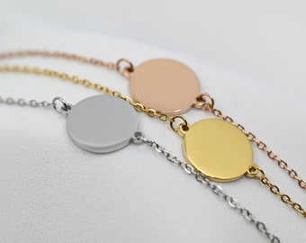 5 pezzi/10 pezzi/20 pezziSet bracciali rotondi in acciaio inossidabile + pendente, gioielli per donne, collana personalizzata, pendente inciso, placcato oro, oro rosa