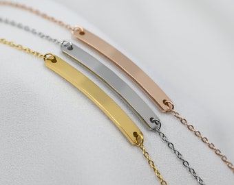 5 pezzi/10 pezzi/20 pezziSet bracciali a barra in acciaio inossidabile + pendente, gioielli per donne, collana personalizzata, pendente inciso, placcato oro, oro rosa