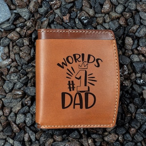 Leder Geldbeutel mit Gravur - Mini Geldbeutel für Männer, personalisiertes Geschenk für Ihn, schlanker Kartenhalter, Vatertag, Geburtstag, handgemachter Geldbeutel