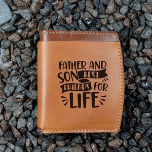 Vater und Sohn Gravur Leder Brieftasche - personalisierte Brieftasche, individuelles Geschenk für Papa, Kartenhalter, handgefertigtes Andenken für Vatertag, Geburtstag