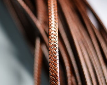 5 metri di cordini di cuoio intrecciati ovali / crea i tuoi braccialetti, artigianato, cordini