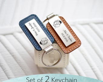 Set di 2 portachiavi personalizzati - Incisione personalizzata per coppie, regali per fidanzato e fidanzata, regalo di San Valentino e anniversario, fatto a mano