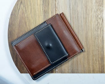 Cartera de cuero hecha a mano - Mini billetera personalizada para hombres, regalo personalizado para él, tarjetero delgado, día del padre, cumpleaños, billetera hecha a mano