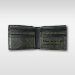 Cartera plegable de cuero de primera calidad para él, personalizada, billetera grabada personalizada, regalo para novio, regalo del día del padre, billetera personalizada para hombre