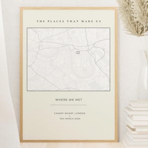 Where We Met Map Print | Personalised Anniversary Gift | Custom Location Print | Couple Gift | First Date Keepsake | The Places That Made Us
