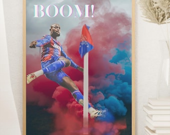 Crystal Palace Poster - CPFC Wall Art - Boom Football Art - JP Mateta Poster - Perfect Gift for Dad - Gift for Palace Fan
