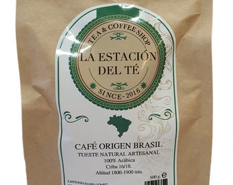 Café de origen Brasil, 100% Arábica, tueste artesanal en grano o molido (Paquete de 500gr.)