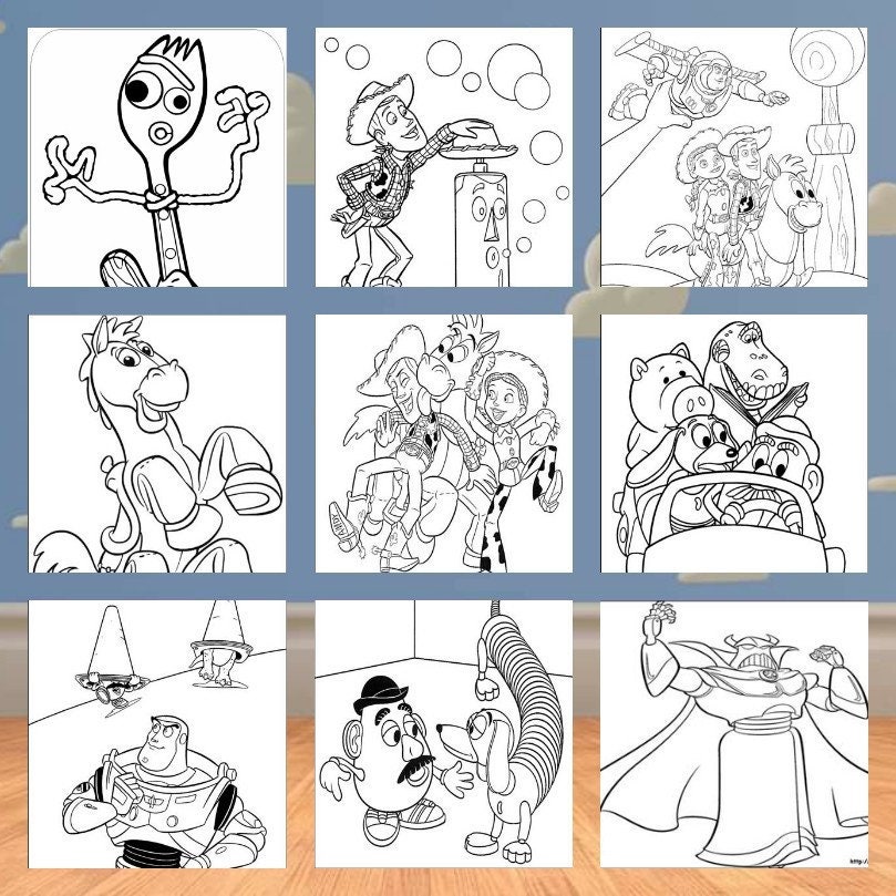 124 PDF Toy Story Coloring Pages Toy Story Coloring Birthday | Etsy
