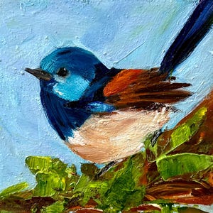 Vogel Kunstwerk Tropischer Vogel Kunst Kleines Ölgemälde Tiergemälde Wandkunst Wildtiere Wohnkultur Vogel Handgemachtes Kunstwerk von Leenfineart
