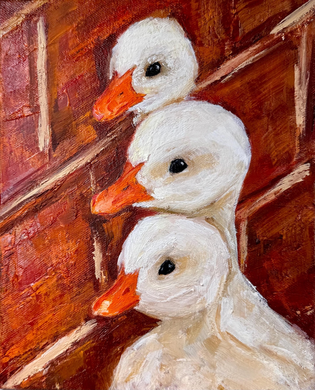 Ducks Oil Painting on Canvas Duckling Original Painting Canvas Fine Art ...