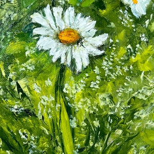 Marguerite peinture à l'huile art floral original fleur petit art mural art moderne personnalisé