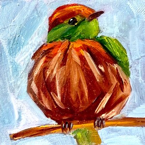 Vogel Kunstwerk Tropischer Vogel Kunst Kleines Ölgemälde Tiergemälde Wandkunst Wildtiere Wohnkultur Vogel Handgemachtes Kunstwerk von Leenfineart