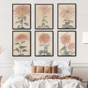 Japandi Gallery, Set of 6, Boho Wall Art, Japanese Vintage Art, Botanical Wall Art, Digital Print, Asian Art, Japanese Art