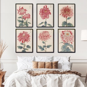 Japandi Gallery, Set of 6, Boho Wall Art, Japanese Vintage Art, Botanical Wall Art, Digital Print, Asian Art, Japanese Art