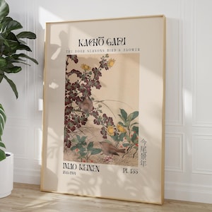Japandi, Vintage Japanese Wall Art, Birds, Flowers, Japandi Art, Japanese Vintage Art, Botanical Wall Art, Neutral Gallery Print, Asian Art
