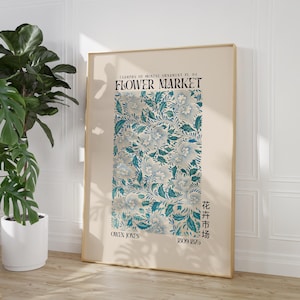 Flower Market Owen Jones, Boho Wall Art, Botanical Wall Art, Home Decor, Chinese Vintage Art, Art Nouveau, Gallery Print, Neutral Gallery