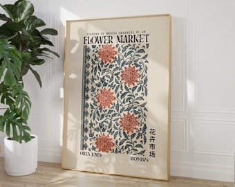 Flower Market, Owen Jones, Boho Wall Art, Chinese Vintage Art, Art Nouveau, Botanical Wall Art, Digital Print, Neutral Gallery Print