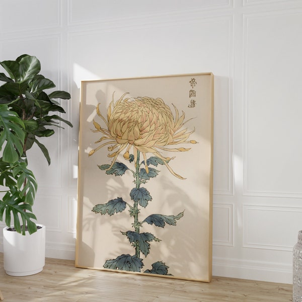 Japandi, Vintage Wandkunst, Boho Wandkunst, japanische Vintage Kunst, botanische Wandkunst, Digitaldruck, neutraler Galeriedruck, asiatische Kunst