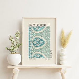 Flower Market, Owen Jones, Boho Wall Art, Chinese Vintage Art, Art Nouveau, Botanical Wall Art, Digital Print, Neutral Gallery Print