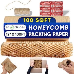 Honeycomb Packing Paper: Eco-Friendly Cushioning Wrap with Jute & Fragile Stickers