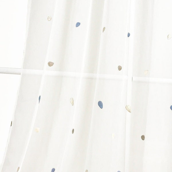 Une paire de panneaux de voilage confettis (Ensemble de 2), motif européen à pois, broderie vintage bohème, 84 pouces 95 pouces, salon pour enfants, filles, bébé