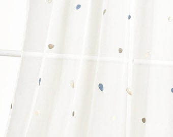 Un par de paneles de cortina transparentes con estampado de confeti (juego de 2) con estampado de lunares europeos, estilo bohemio vintage, bordado, 84" x 95", para niños, niñas, bebés y sala de estar.