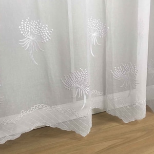 Dandelion Sheer Floral Boho Embroidery Designer Curtain Panels (Set of 2) European Vintage White Beige 84&quot; 95&quot; for Living Room Bedroom