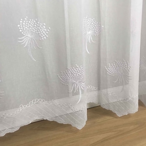 Dandelion Sheer Floral Boho Embroidery Designer Vorhang Panels 2er Set European Vintage White Beige 84 95 für Wohnzimmer Schlafzimmer White - Grommet