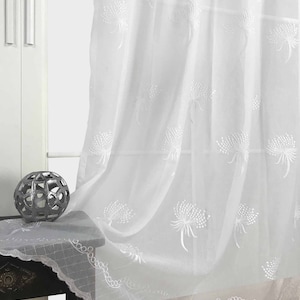 Dandelion Sheer Floral Boho Embroidery Designer Curtain Panels Set of 2 European Vintage White Beige 84 95 for Living Room Bedroom image 5