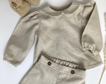 Linen blouse with matching bloomers or classic shorts