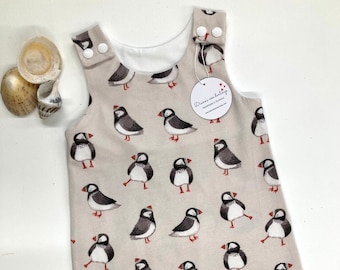 Puffin Baby Romper – Handmade Organic Baby Outfit