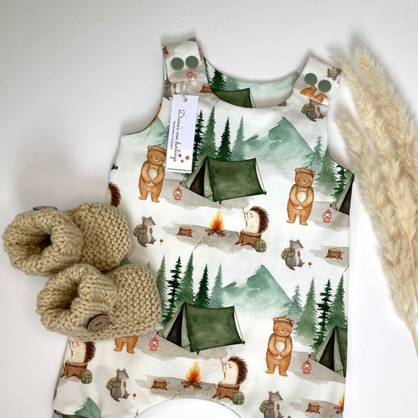 Bear and friend go camping baby romper, Baby clothing, Toddler wear, Baby wear, Toddler wear, New baby gift, Baby shower gift, Baby outfit.