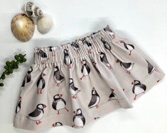 Puffin skirt,  Toddler skirt, Unique skirt, Swishy skirt, Unique baby and toddler gift, Baby shower gift, Girl wear, Baby wear