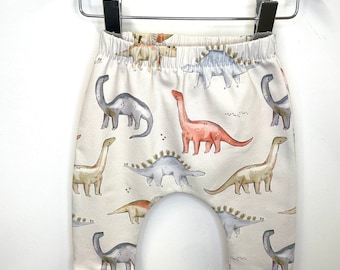 Leggings de algodón orgánico para bebé: pantalones hechos a mano con estampado de dinosaurios