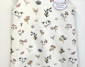 Wildflower Organic Baby Romper, Harem Style, Handmade in Scotland