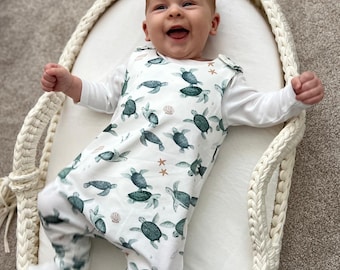 Pelele orgánico Turtle para bebé: ropa infantil hecha a mano