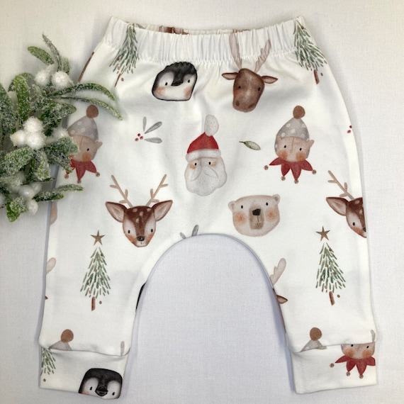 Organic Christmas Baby Leggings: Santa's Friends Festive Wear