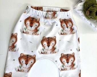 Tiger baby leggings, baby pants, organic, baby joggers, baby wear, new baby gift, toddler gift, toddler leggings, handmade baby clothes