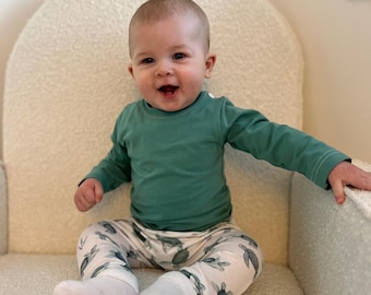 Leggings de algodón orgánico con estampado de tortugas para bebé / Pantalones cómodos para niños pequeños, ropa ecológica