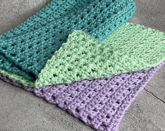 Cotton Washcloths 3 Pack - Morning Dew Mint, Lilac & Teal