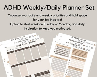 ADHD Aesthetic Daily/Weekly Planner Set