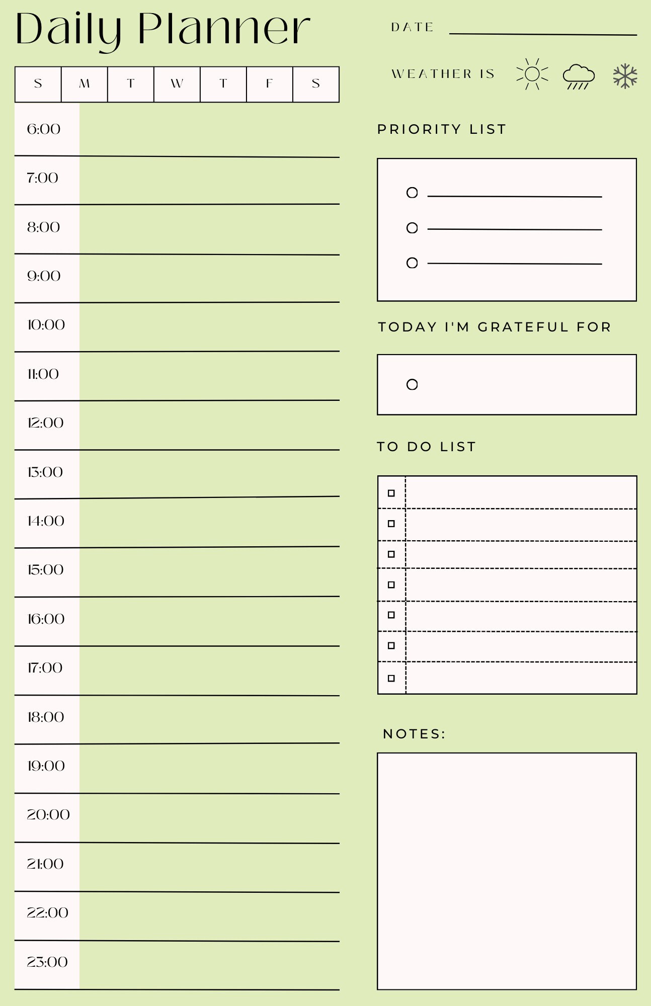 Digital Daily Planner Sheet - Etsy