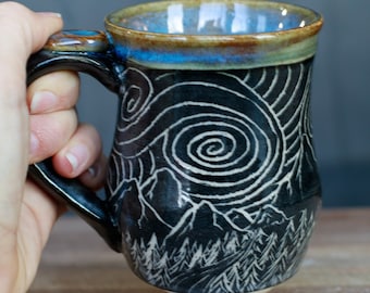 Handmade ceramic mountain mug