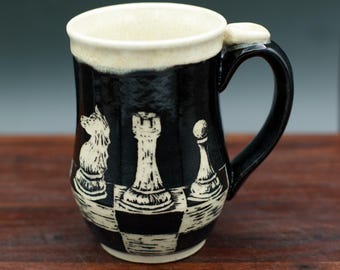 Handmade Ceramic Stoneware Chess Mug