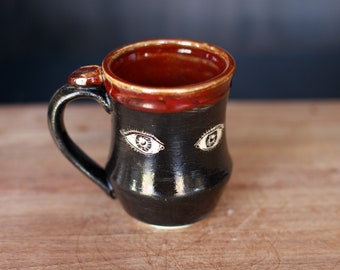 Handmade ceramic eyes mug