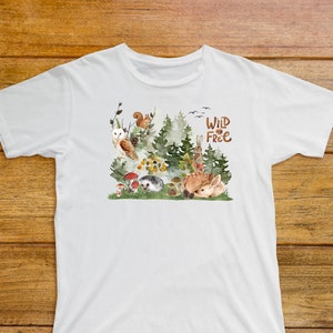 Woodland Animals Shirt | Organic Cotton Kids T-shirt | Woodland Animals Watercolor | Wild and Free