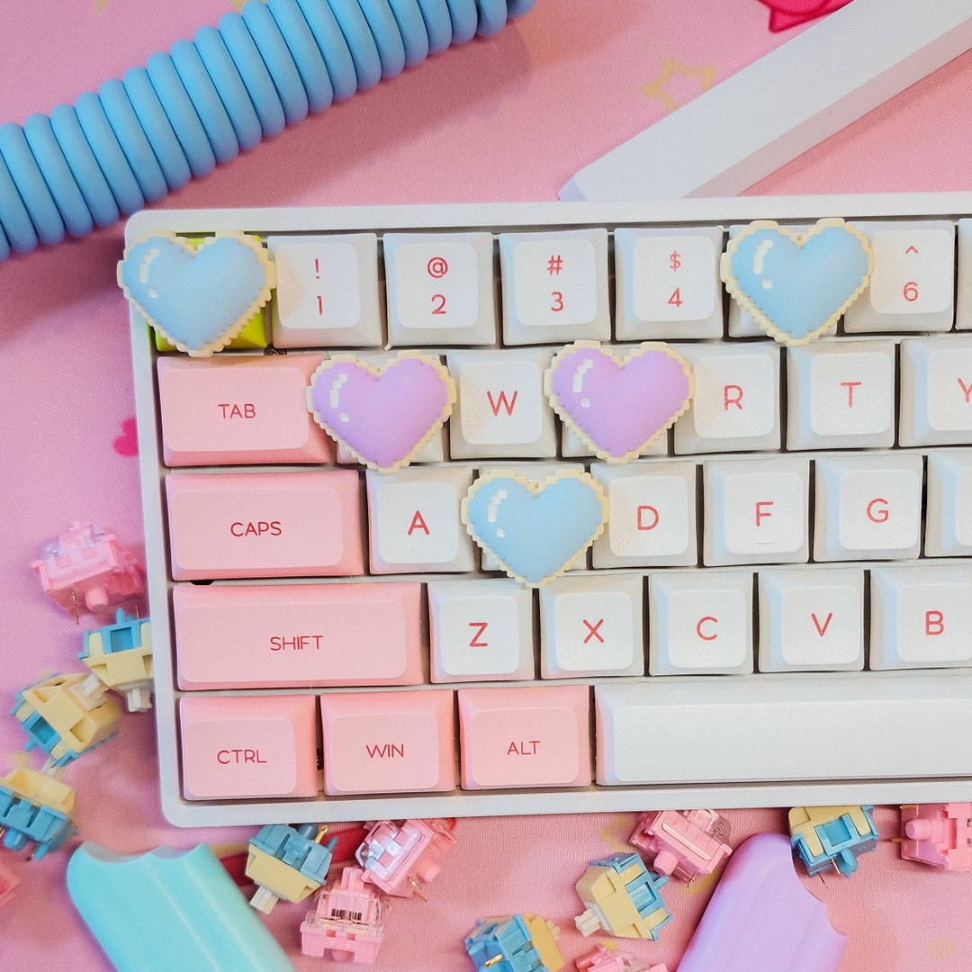 Heart Keycap / Digital Keycaps / Pastel Keycaps/ Resin Artisan Etsy