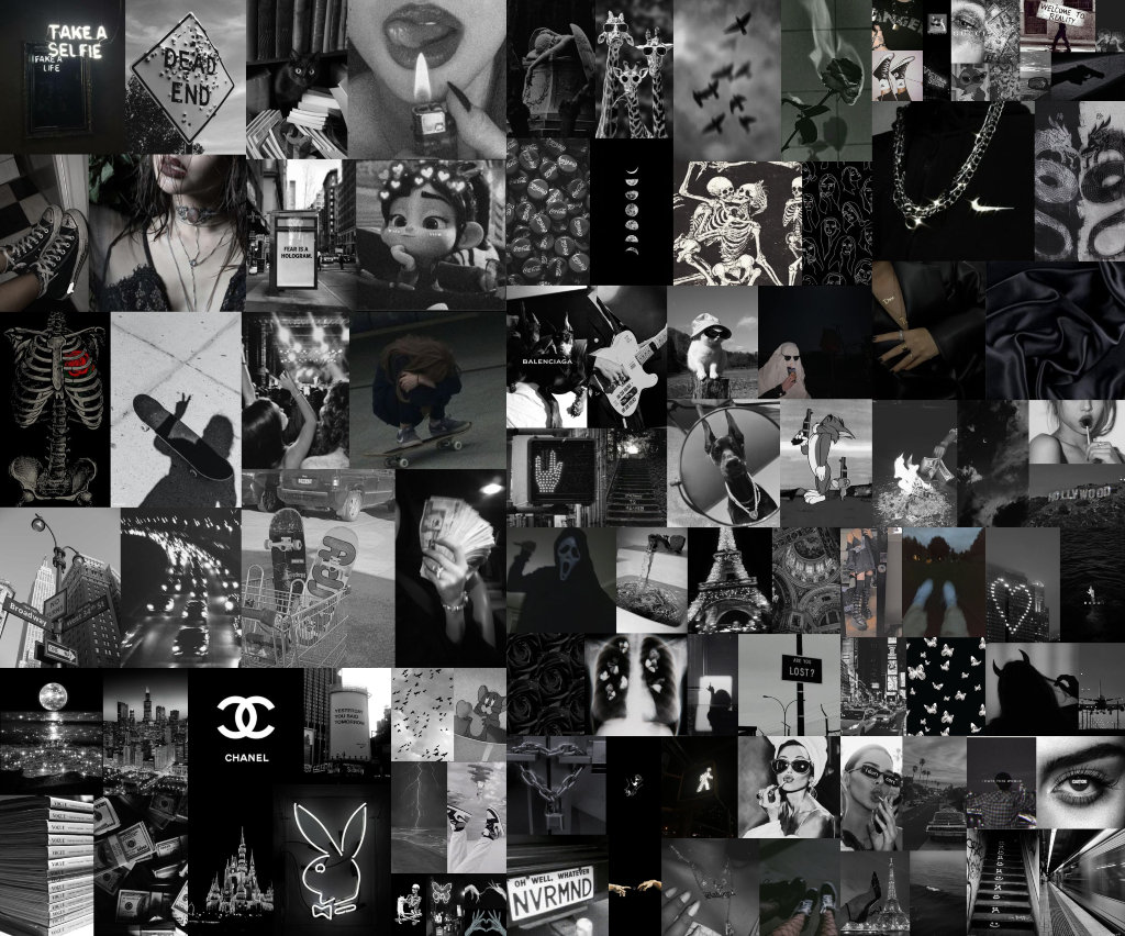 Black Collage Kit, Black Grunge Aesthetic, Black and White Collage Kit ...